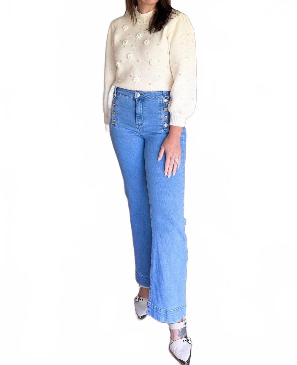 NEW DAVI & DANI pearl blossoms sweater in cream